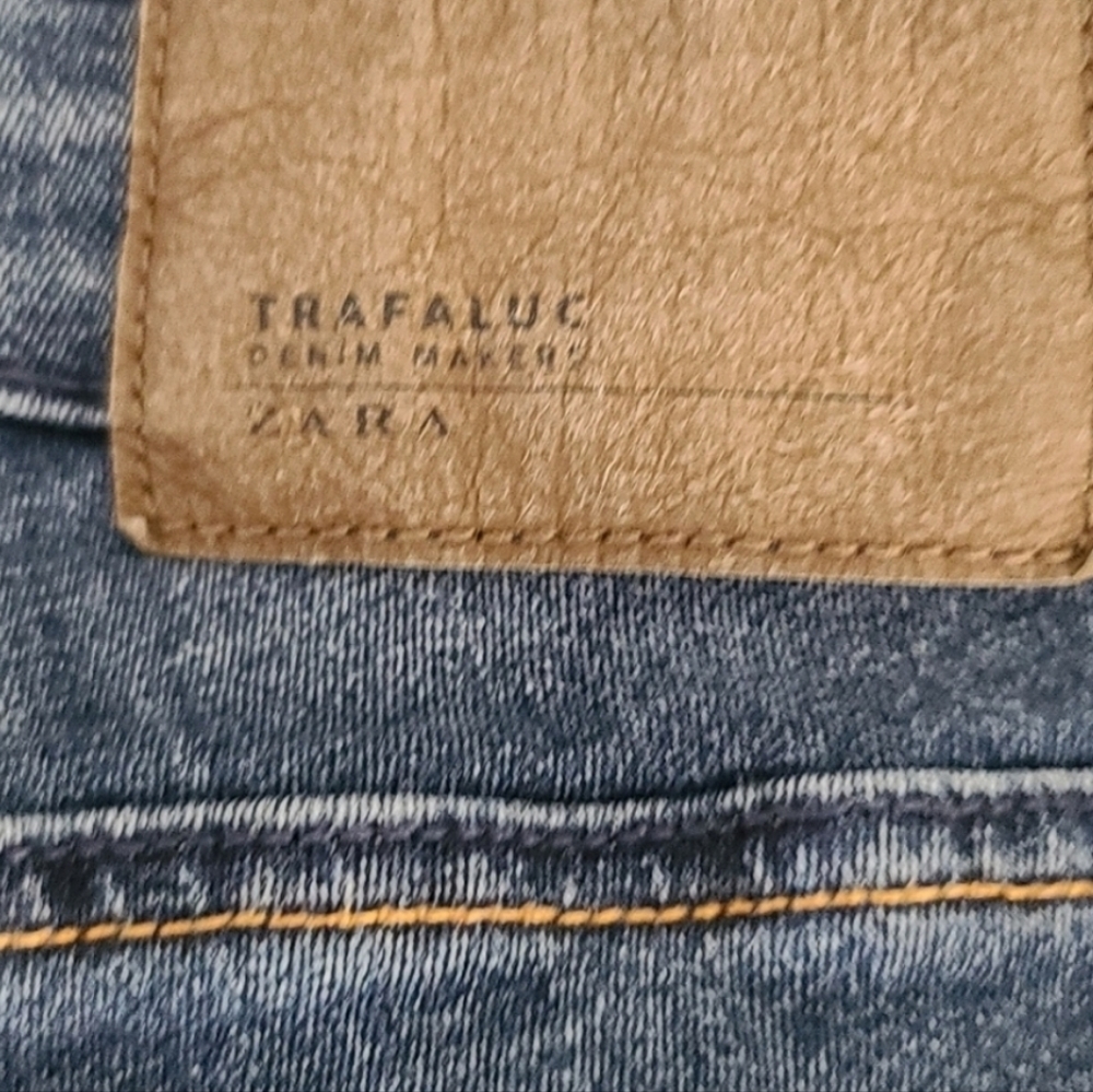 ZARA Trafaluc Distressed Skinny Jeans XS 2 Dark Wash Stretch Ripped Denim Y2K - Picture 8 of 16